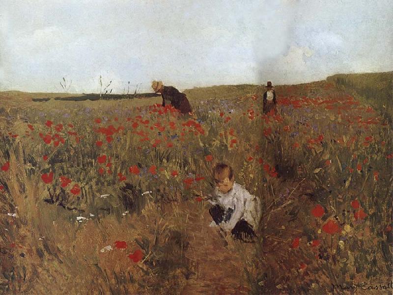 Mary Cassatt People Picking up the flower at the field